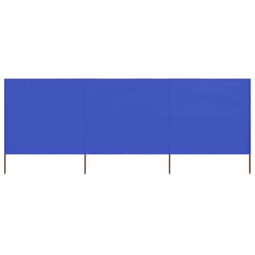 Berkfield 3-panel Wind Screen Fabric 400x80 cm Azure Blue