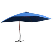 Berkfield Hanging Garden Parasol with Wooden Pole 400x300 cm Blue