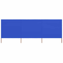 Berkfield 3-panel Wind Screen Fabric 400x120 cm Azure Blue