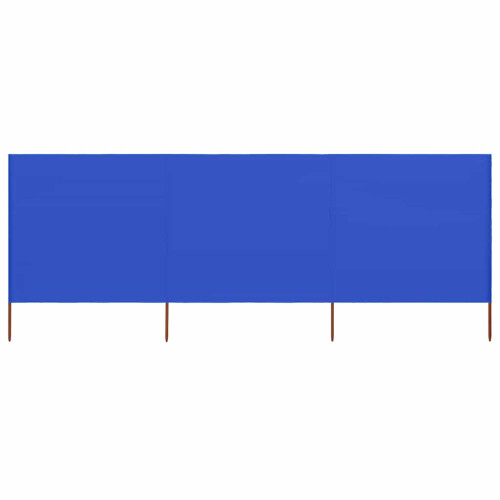 Berkfield 3-panel Wind Screen Fabric 400x120 cm Azure Blue