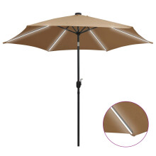 Berkfield Garden Parasol with LED Lights and Aluminium Pole 300 cm Taupe