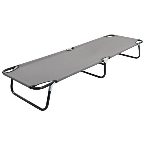 Berkfield Folding Sun Lounger Grey Steel