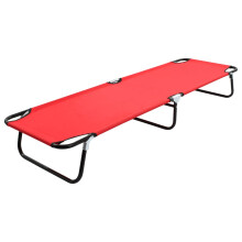 Berkfield Folding Sun Lounger Red Steel