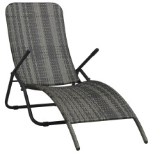 Berkfield Folding Sun Lounger Poly Rattan Grey