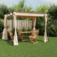 Berkfield Gazebo with Curtains 3x3 m Cream Steel