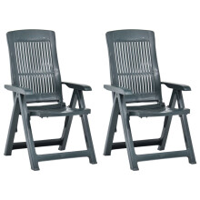 Berkfield Garden Reclining Chairs 2 pcs Plastic Green