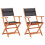 Berkfield Folding Garden Chairs 2 pcs Black Solid Eucalyptus Wood and Textilene 1