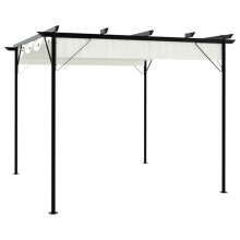 Berkfield Pergola with Retractable Roof Cream White 3x3 m Steel