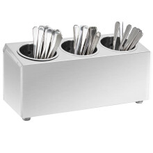 Berkfield Cutlery Holder 3 Grids Rectangular Stainless Steel