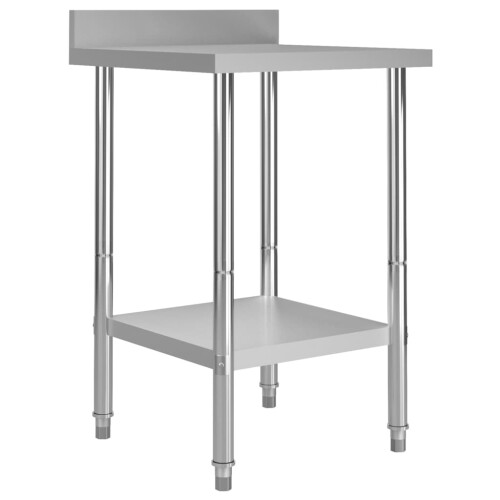 Berkfield Kitchen Work Table with Backsplash 60x60x93 cm Stainless Steel