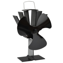 Berkfield Heat Powered Stove Fan 3 Blades Black