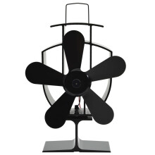Berkfield Heat Powered Stove Fan 5 Blades Black