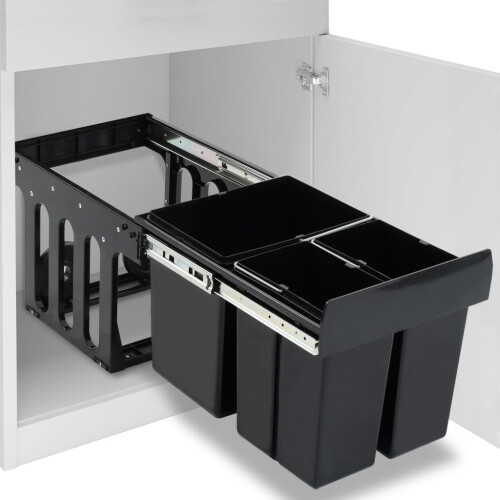 Berkfield Kitchen Cupboard Pull-out Dustbin Soft-Close 48 L