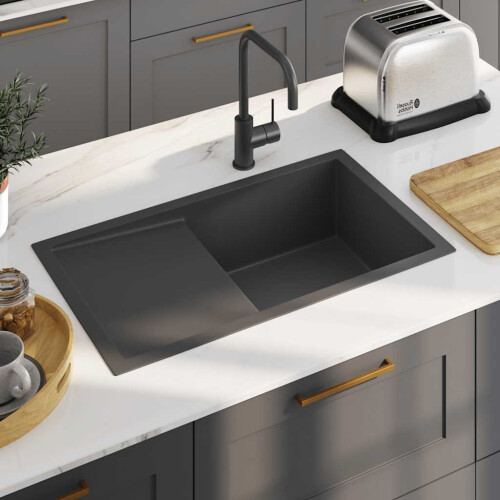 Berkfield Handmade Kitchen Sink Black Stainless Steel