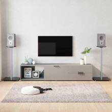 Berkfield Speaker Stands 2 pcs Black&Silver Tempered Glass 1 Pillar Design