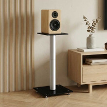 Berkfield Speaker Stands 2 pcs Black&Silver Tempered Glass 1 Pillar Design