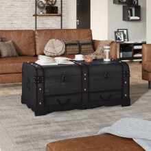 Berkfield Wooden Treasure Chest Large Black