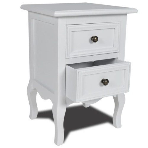 Berkfield Nightstand with 2 Drawers MDF White