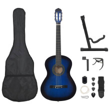 Berkfield 12 Piece Classical Guitar Beginner Set Blue 4/4 39"
