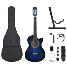 Berkfield 12 Piece Western Classical Guitar Set with 6 Strings Blue 38