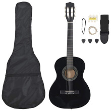 Berkfield 8 Piece Classical Guitar Beginner Set Black 3/4 36"