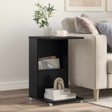 Berkfield Side Table with Wheel Black Oak 40 x 35 x 60 cm Engineered Wood