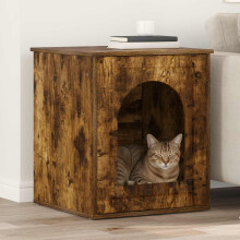 Berkfield Cat House Smoked Oak 53 x 52 x 62 cm Engineered Wood