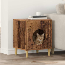 Berkfield Cat House Old Wood 42.5 x 40 x 53 cm Engineered Wood