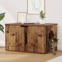 Berkfield Cat House Old Wood 85 x 55 x 50.5 cm Engineered Wood