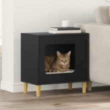 Berkfield Cat House Black 51 x 30 x 52 cm Engineered Wood