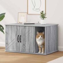 Berkfield Cat House Grey Sonoma 85 x 55 x 50 cm Engineered Wood