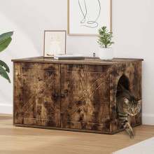 Berkfield Cat House Smoked Oak 85 x 55 x 50 cm Engineered Wood