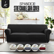 (BLACK, 3 SEATER) 1pc Elastic Spandex Sofa Cover – All-Season Stretch Sofa Protector, 360 Full Coverage Couch Cover, Cat