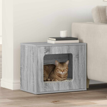 Berkfield Cat House Grey Sonoma 51 x 30 x 42.5 cm Engineered Wood