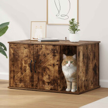 Berkfield Cat House Smoked Oak 85 x 55 x 50 cm Engineered Wood