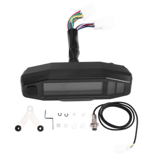 Motorcycle Modified Universal LCD Speedometer Tachometer + Induction Wire Magnet + Instrument Large Bracket 2