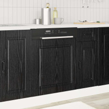Berkfield Dishwasher Panel with Door Kalmar Black Oak 60 x 1.5 x 57 cm