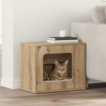 Berkfield Cat House Artisian Oak 51 x 30 x 42.5 cm Engineered Wood