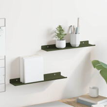 Berkfield Floating Shelf 2 pcs Olive Green 40 x 8.5 x 2.5 cm Steel