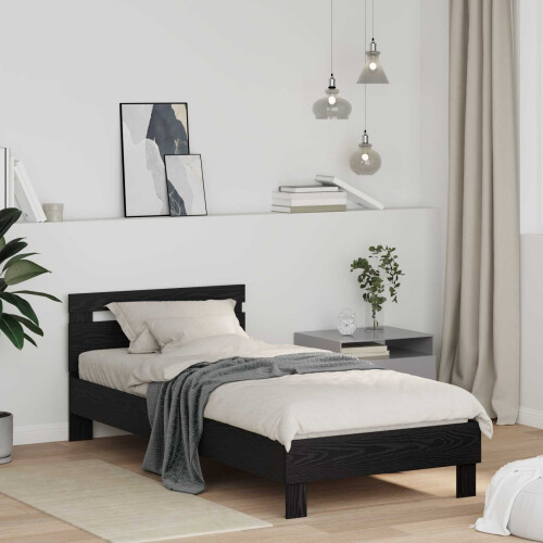 Berkfield Bed Frame Black Oak 98.5 x 200 cm Engineered Wood