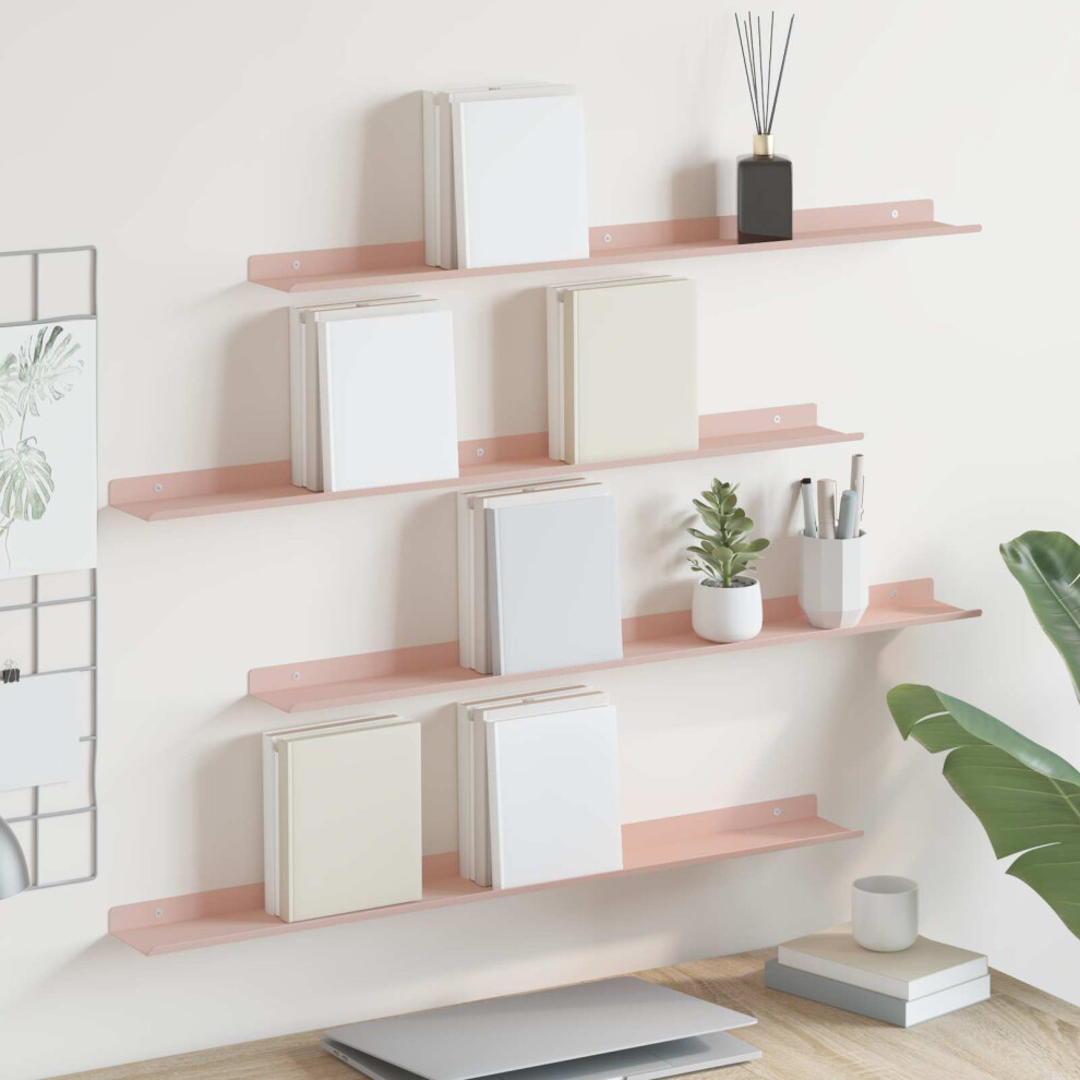 Berkfield Floating Shelf Wall-Mounted 4 Pcs Pink 80 X 9 X 2.5 Cm Steel 9511556861744