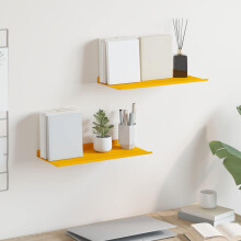 Berkfield Floating Shelf 2 pcs Mustard Yellow 40 x 18 x 2.5 cm Steel