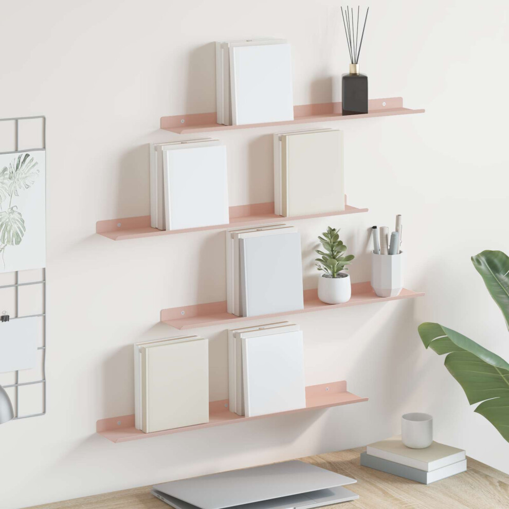 Berkfield Floating Shelf Wall-Mounted 4 Pcs Pink 60 X 8.5 X 2.5 Cm Steel 926081165967