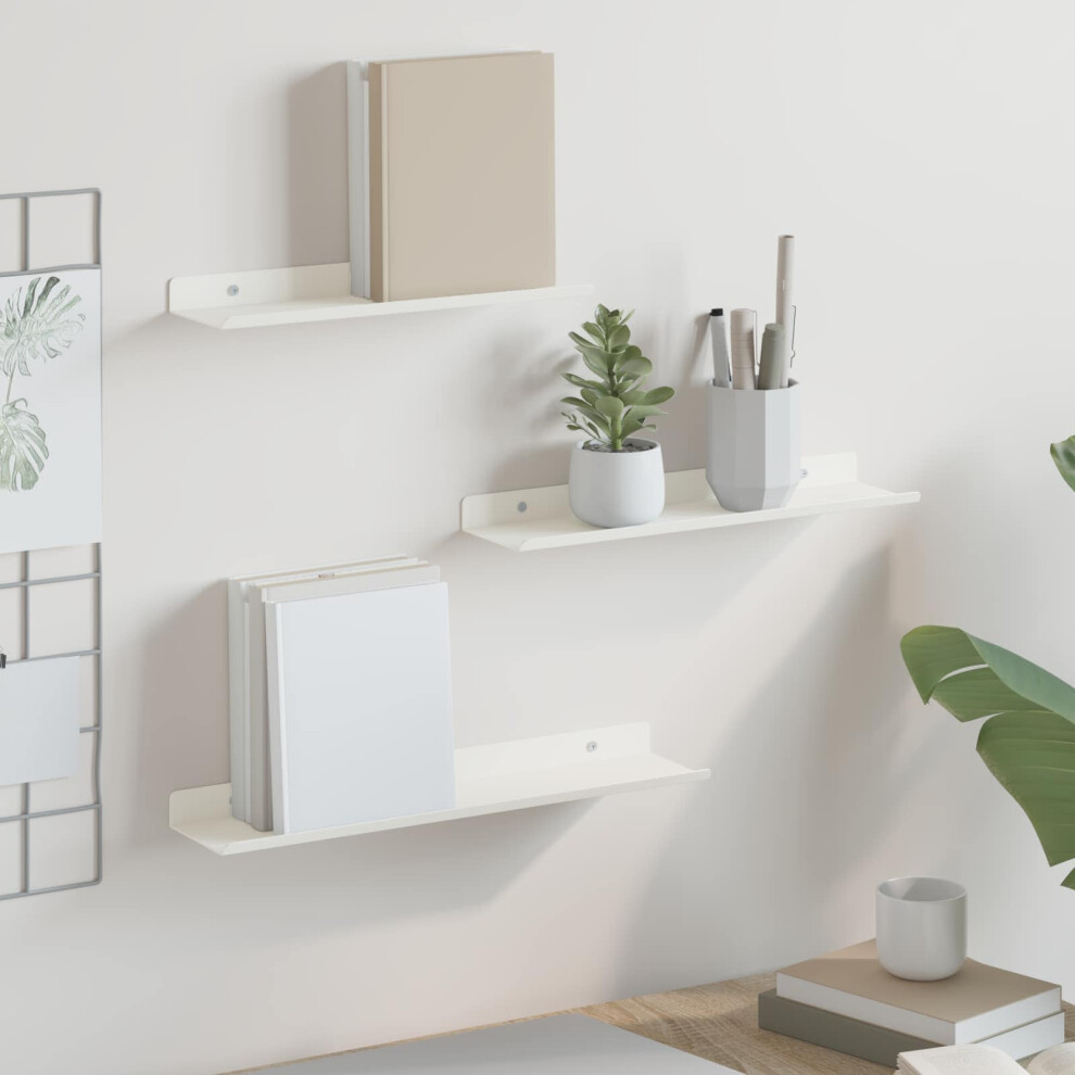 Berkfield Floating Shelf Wall-Mounted 3 Pcs White 40 X 9 X 2.5 Cm Steel 7705018466314