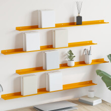Berkfield Floating Shelf 4 pcs Mustard Yellow 100 x 9 x 2.5 cm Steel