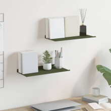 Berkfield Floating Shelf 2 pcs Olive Green 40 x 18 x 2.5 cm Steel