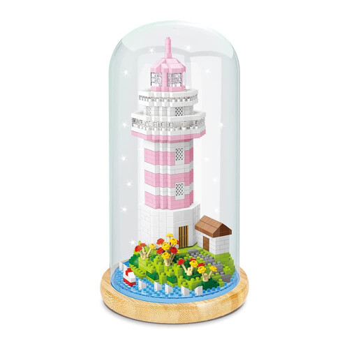 Mini Building Blocks Lighthouse Model with LED Lighting and Dust Cover, 797Piece Micro Build 1