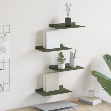 Berkfield Floating Shelf 4 pcs Olive Green 30 x 18 x 2.5 cm Steel