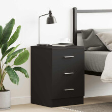 Berkfield Bedside Cabinet Black 38x35x56 cm Engineered Wood