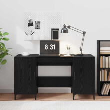 Berkfield Desk with Storage Black Oak 140 x 50 x 75 cm Engineered Wood